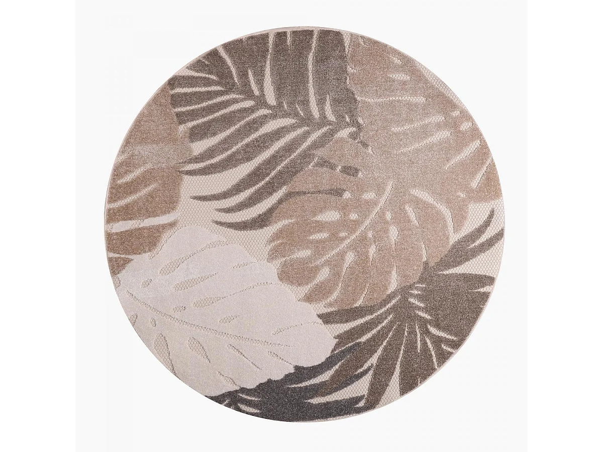 Tappeto da esterno Ø150 cm tessuto rotondo kilim beige e crema CHIMEKI