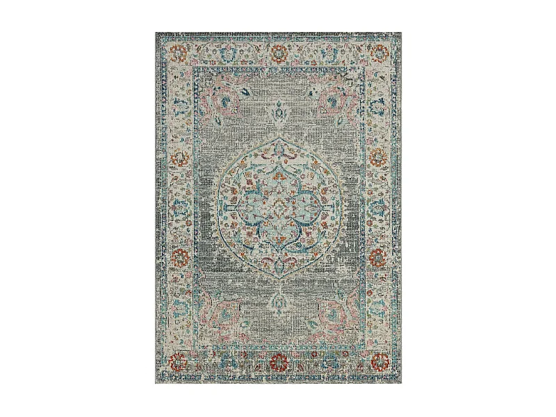 Tapis extérieur 200x290 tissé kilim gris eT Aleu SALOUT A