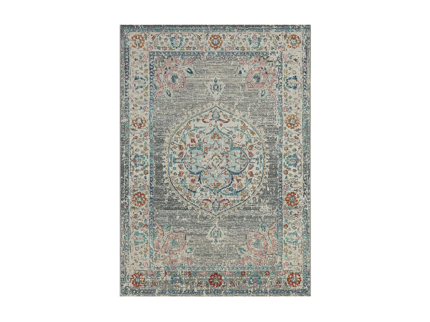 Tapis extérieur 200x290 tissé kilim gris eT Aleu SALOUT A