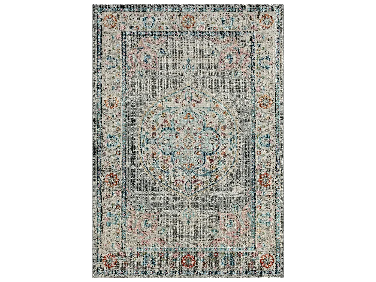 Tapis extérieur 200x290 tissé kilim gris eT Aleu SALOUT A