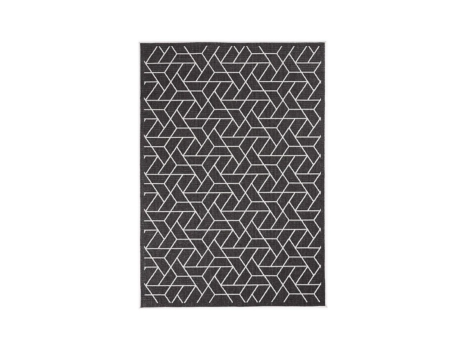 Tapis extérieur, kilim reversible 280x380 LYN2 R REVERSIBLE noir et crème