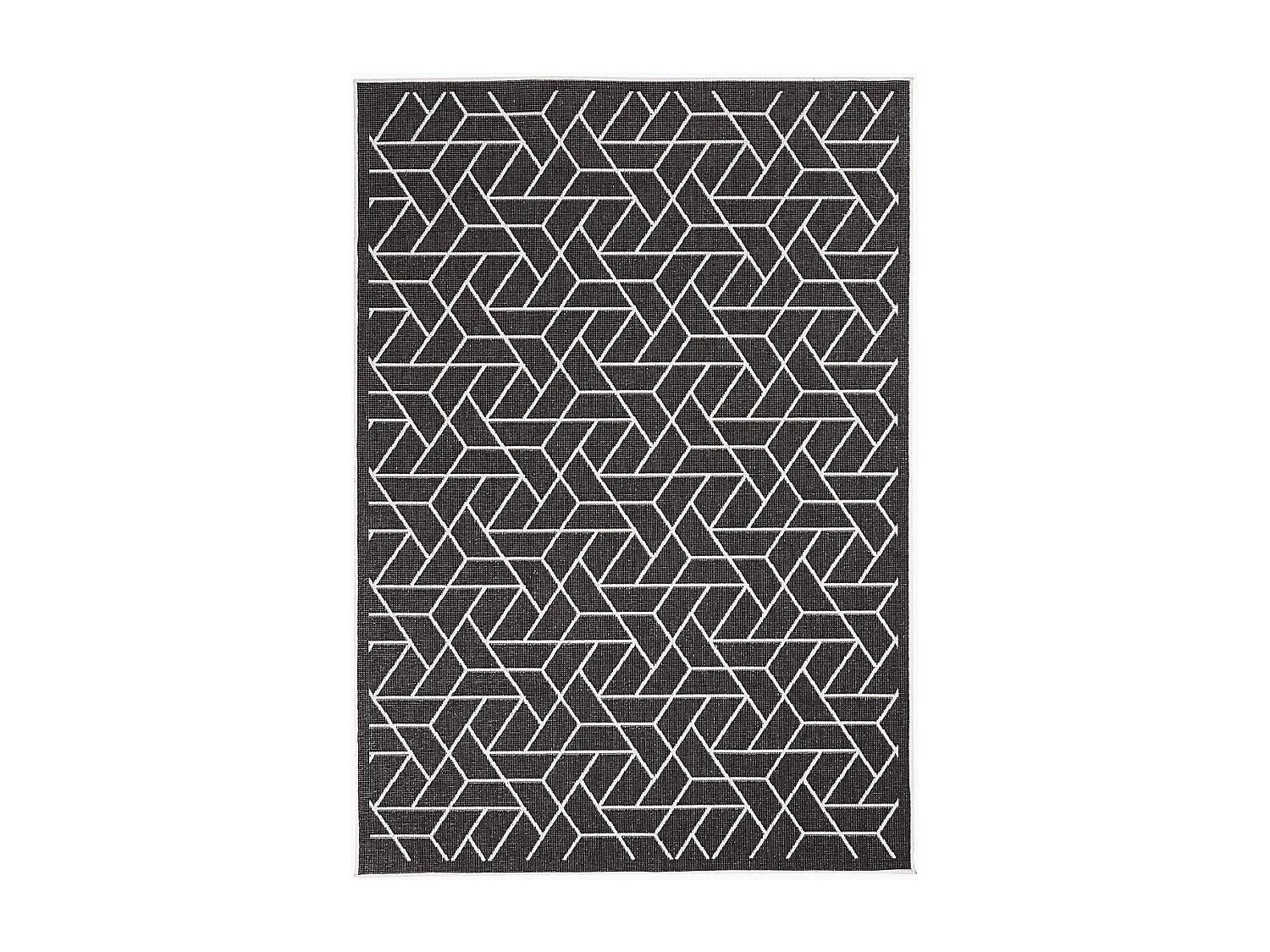 Tapis extérieur, kilim reversible 280x380 LYN2 R REVERSIBLE noir et crème