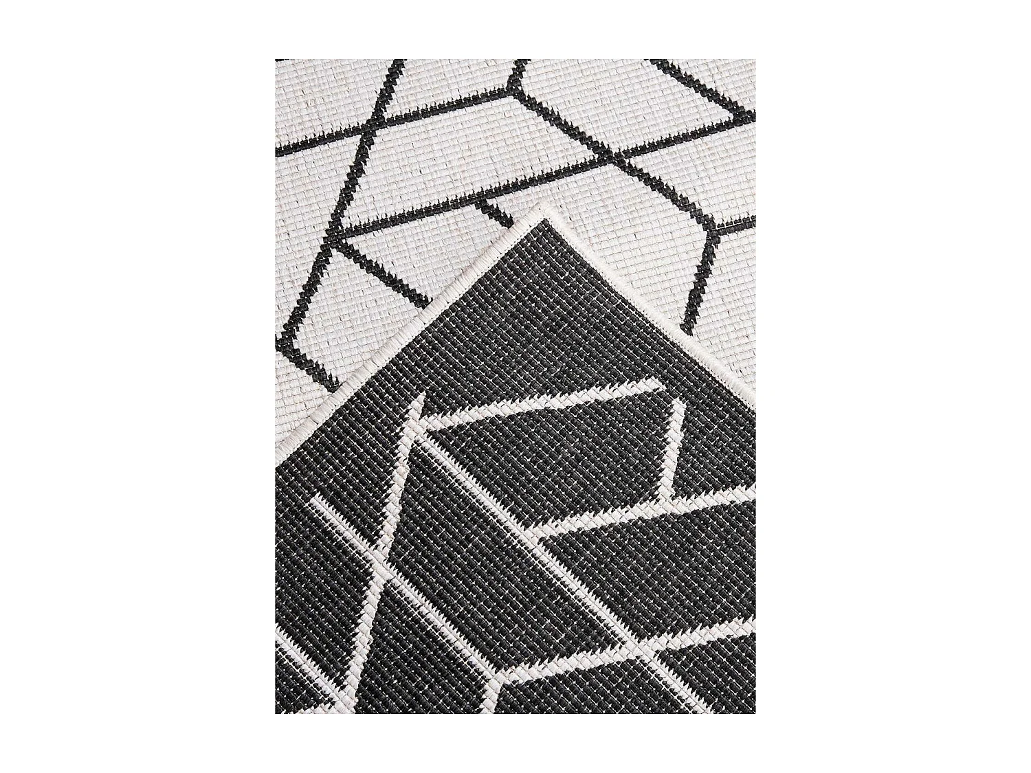 Tapis extérieur, kilim reversible 280x380 LYN2 R REVERSIBLE noir et crème