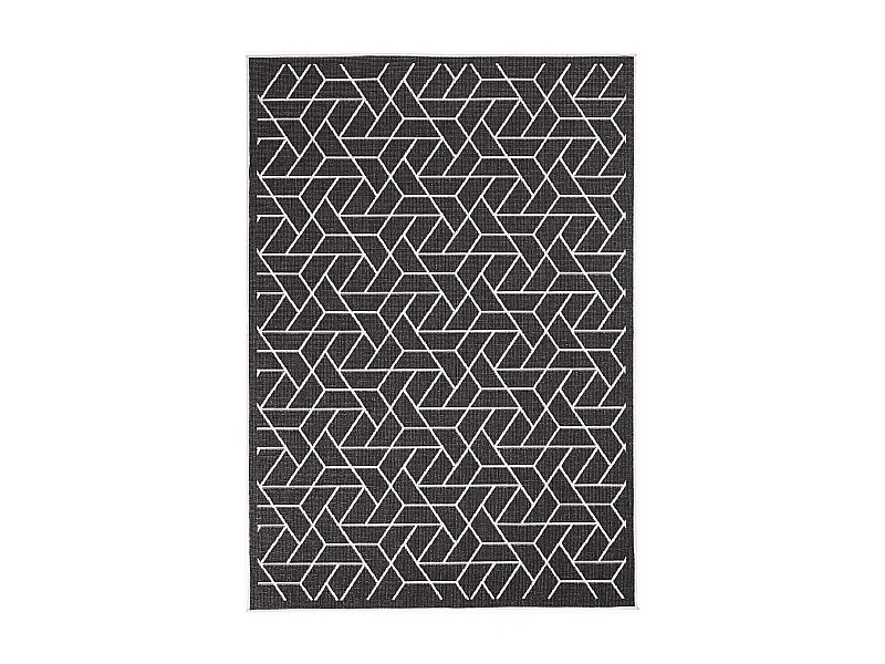 Tapis extérieur, kilim reversible 280x380 LYN2 R REVERSIBLE noir et crème