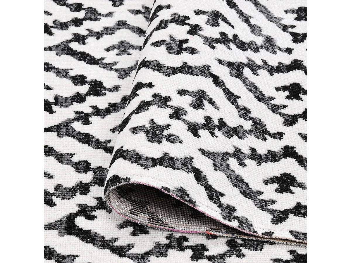 Tappeto da esterno 120x170 tessuto kilim bianco e nero EDJE