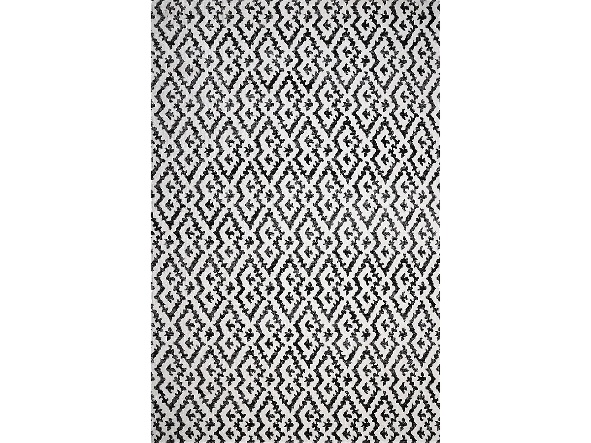Tapis extérieur 120x170 tissé kilim noir et blanc EDJE