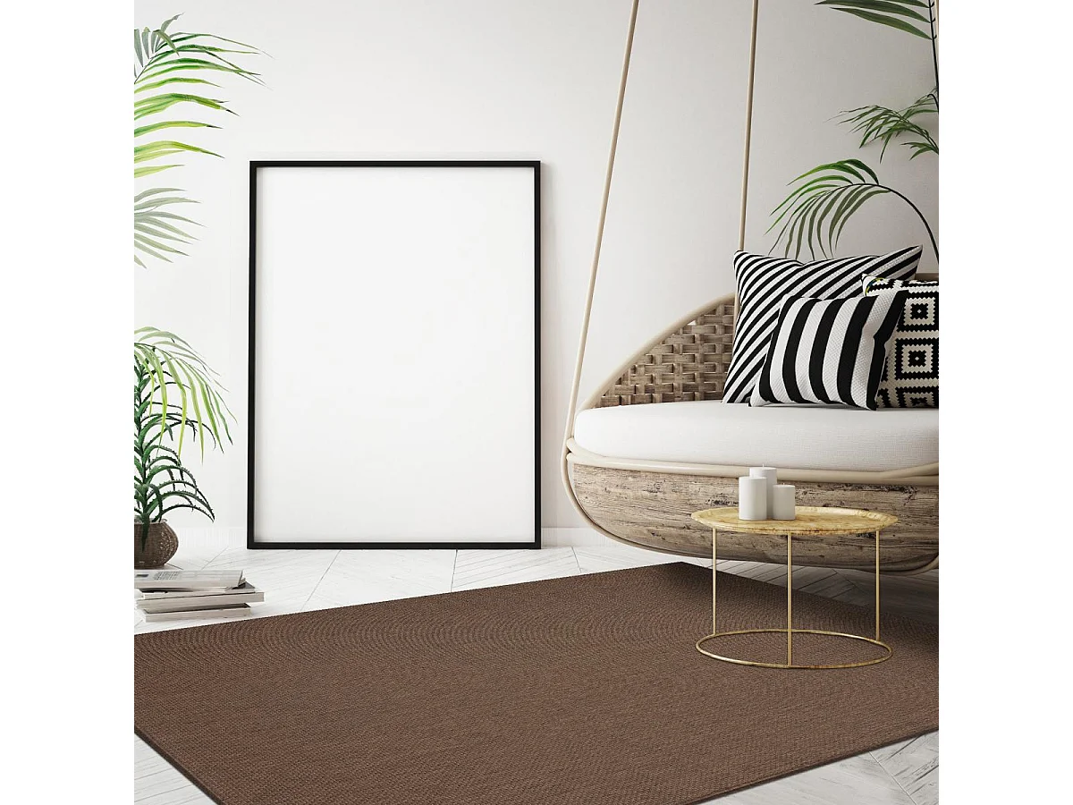 Tapis extérieur 80x150 tissé kilim marron GEGIA