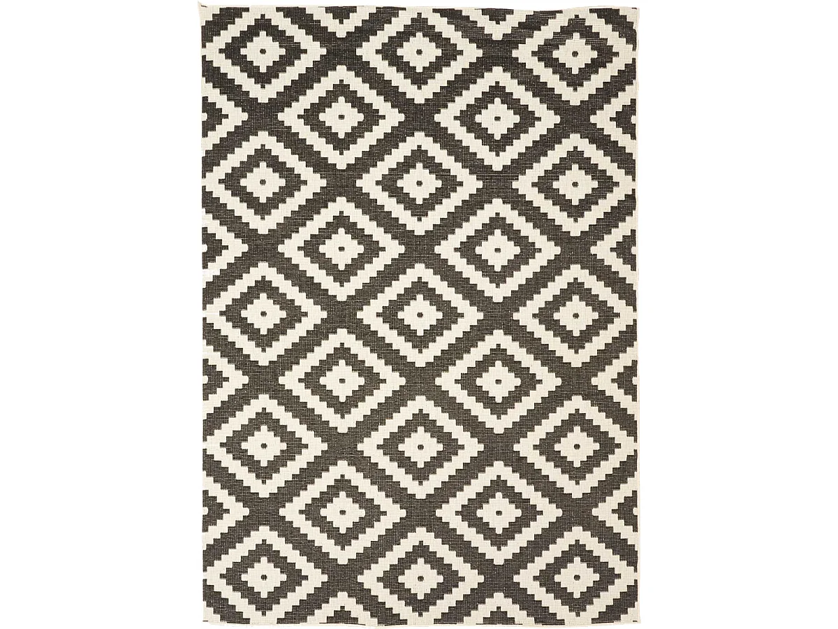 Tappeto da esterno, kilim reversibile 240x340 EX1 RA nero e crema