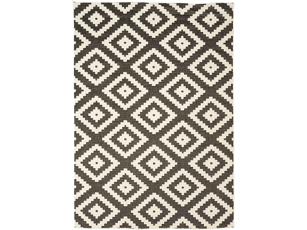 Tappeto da esterno, kilim reversibile 200x290 EX1 RA nero e crema