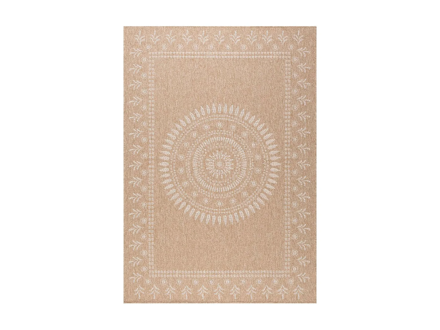 Tapis extérieur 160x230 tissé kilim beige et blanc JUTE ART 6