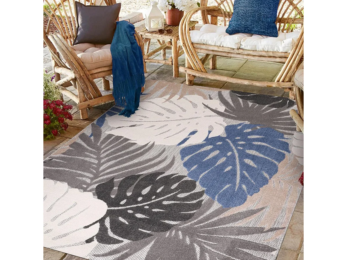 Tapis extérieur 200x290 tissé kilim beige CHIMEKI