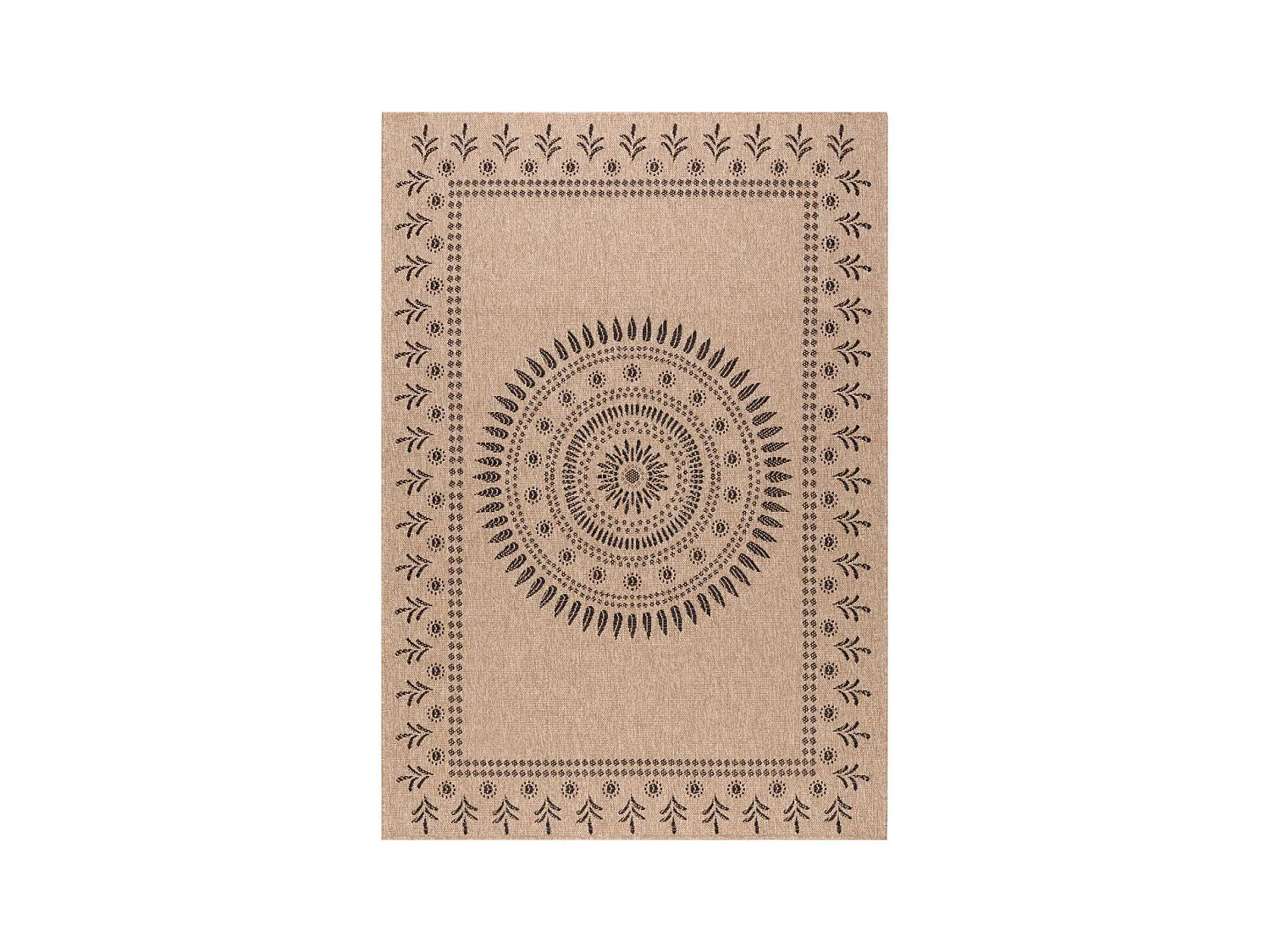 Tapis extérieur 200x290 tissé kilim beige et noir JUTE ART 6