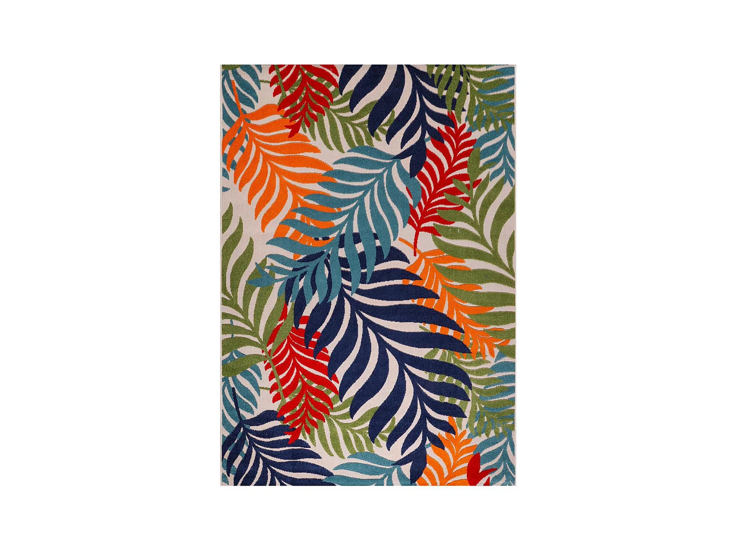 Tapis extérieur Ø200cm rond tissé kilim bleu et rouge CHIMEK