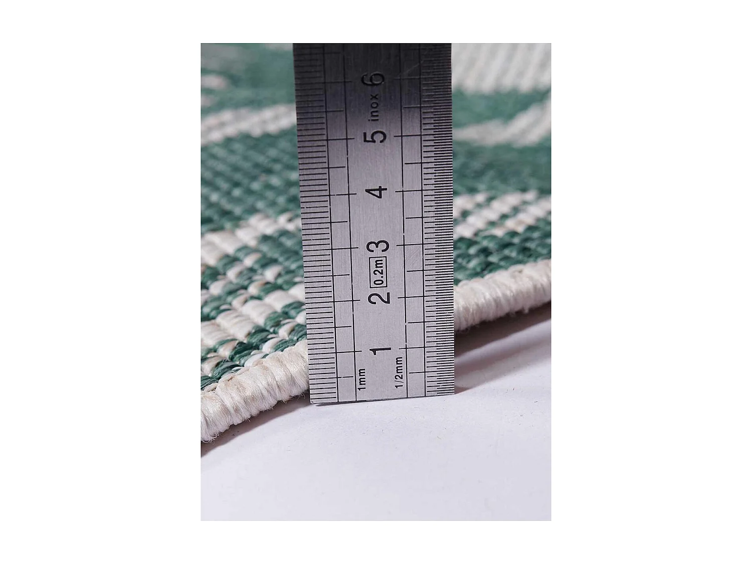 Tapis extérieur, kilim reversible 60x110 LYN2 AX REVERSIBLE vert et crème