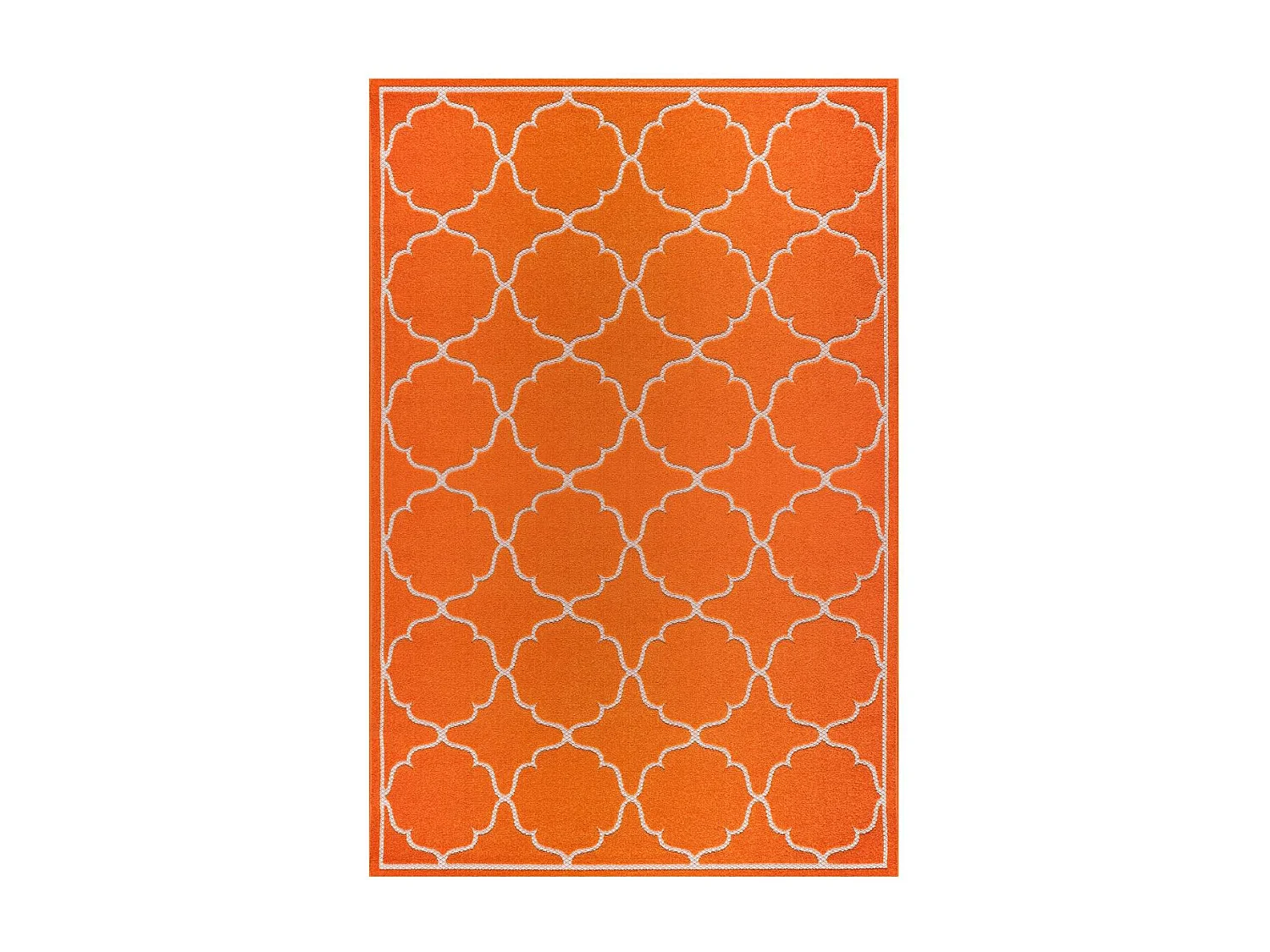 Tapis extérieur Ø200cm rond tissé kilim orange KUMA