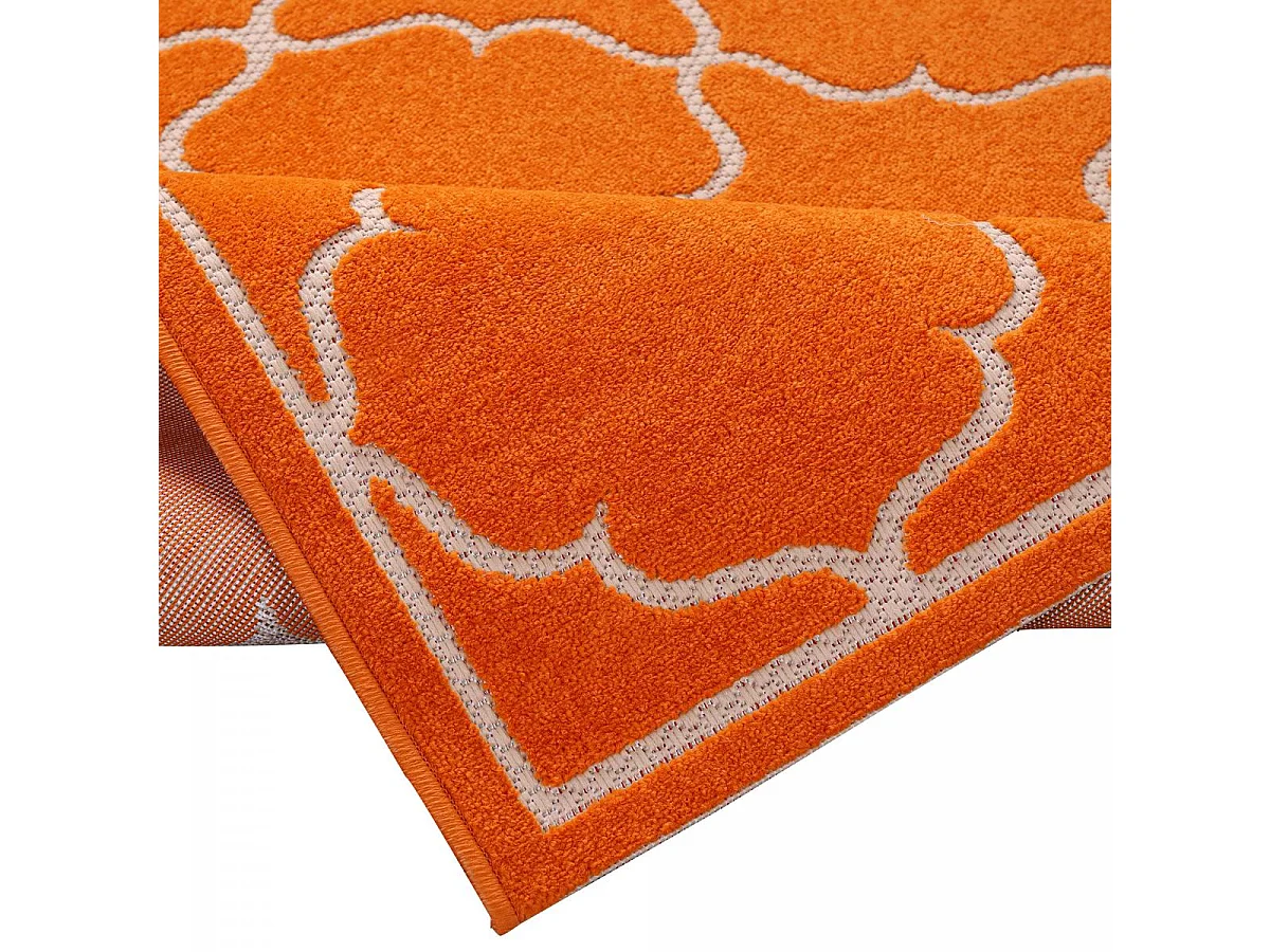 Tappeto da esterno Ø200cm rotondo intrecciato kilim arancione KUMA