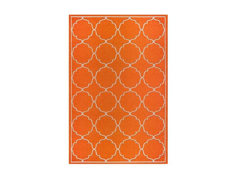 Tapis extérieur Ø200cm rond tissé kilim orange KUMA