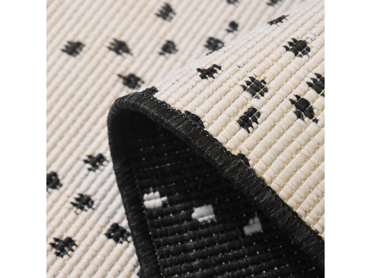 Tapis extérieur, kilim reversible 120x170 LYN2 BJ REVERSIBLE noir et blanc