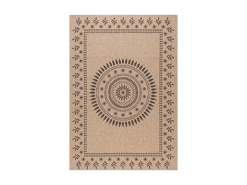 Tapis extérieur 120x170 tissé kilim beige et noir JUTE ART 6