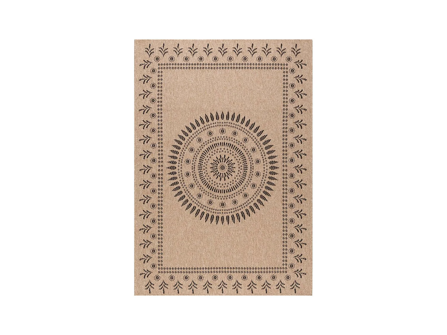 Tapis extérieur 120x170 tissé kilim beige et noir JUTE ART 6
