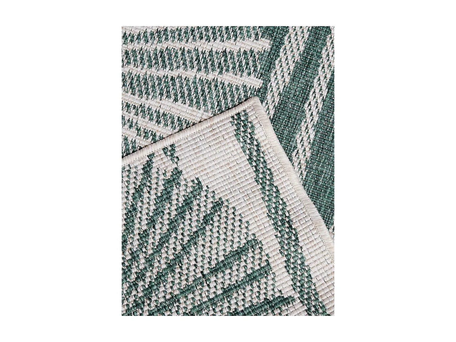 Tapis extérieur, kilim reversible 120x170 LYN2 AX REVERSIBLE vert et crème