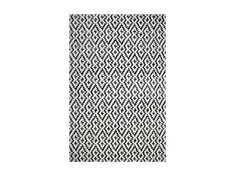 Tapis extérieur 150x220 tissé kilim noir et blanc EDJE