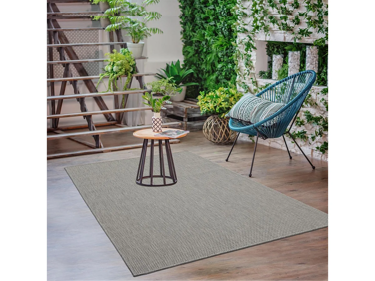 Tapis extérieur 200x280 tissé kilim gris GEGIA