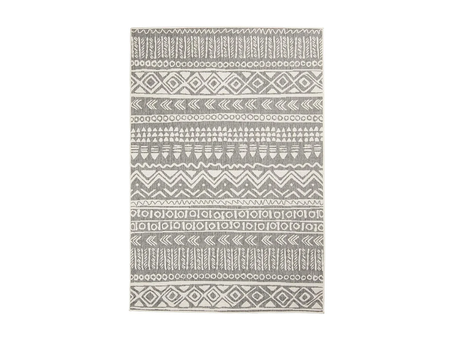 Tappeto da esterno, kilim reversibile 200x290 EX1 LISI grigio e panna