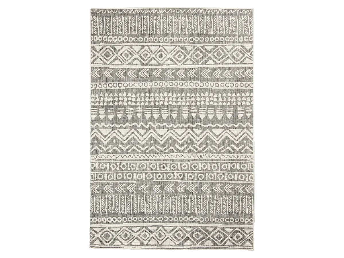 Tapis extérieur, kilim reversible 200x290 LYN2 AO REVERSIBLE gris et crème