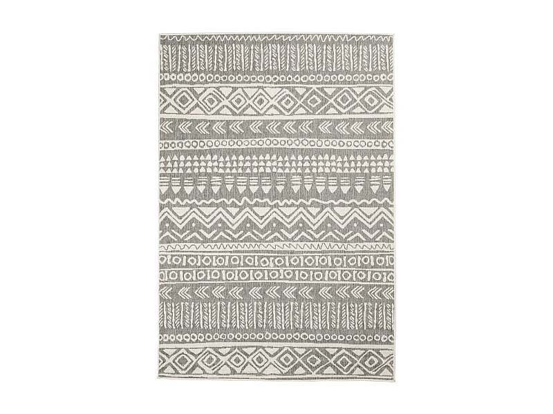 Tapis extérieur, kilim reversible 200x290 LYN2 AO REVERSIBLE gris et crème
