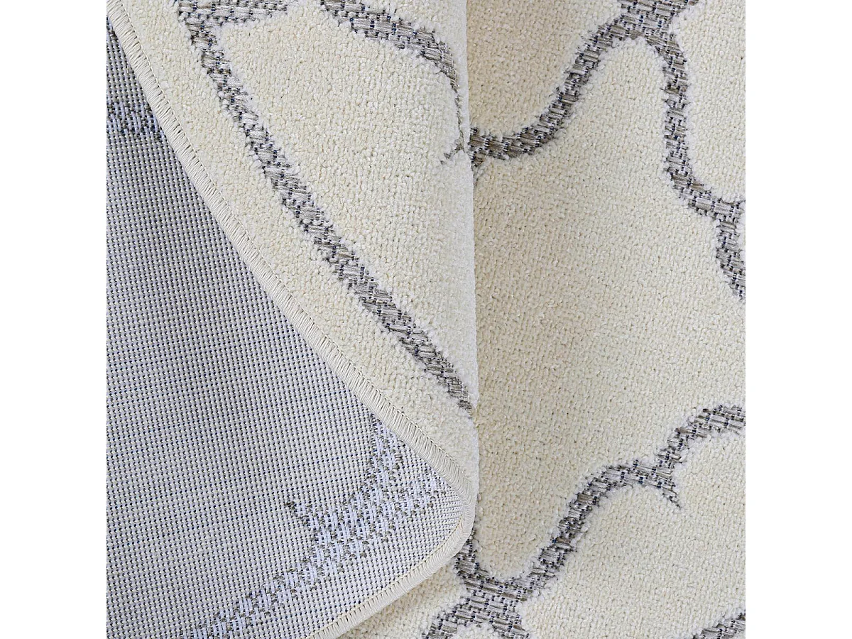 Tapis extérieur 140x200 tissé kilim crème KUMA