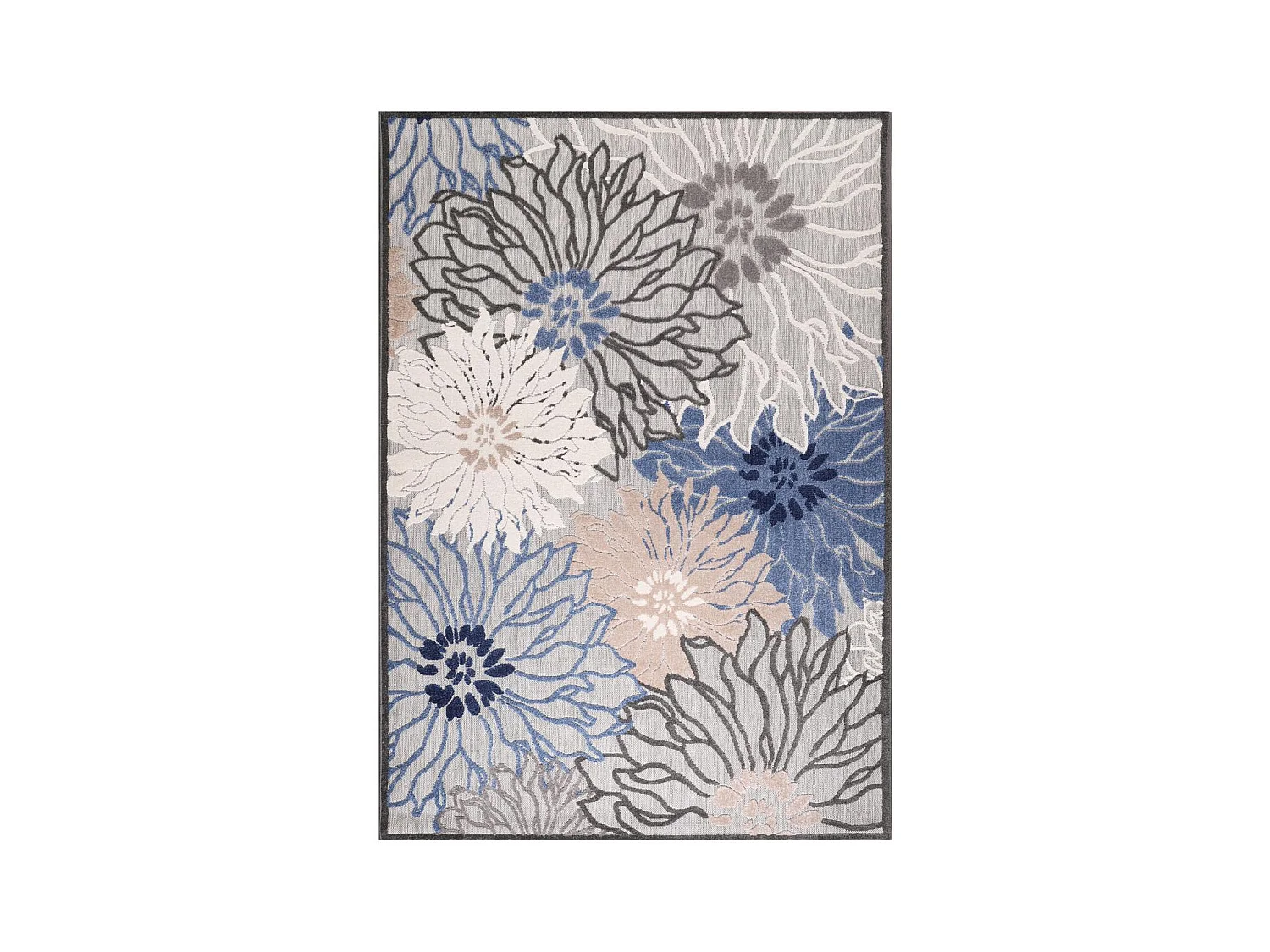 Tapis extérieur 120x170 tissé kilim bleu et gris CHIMEKA