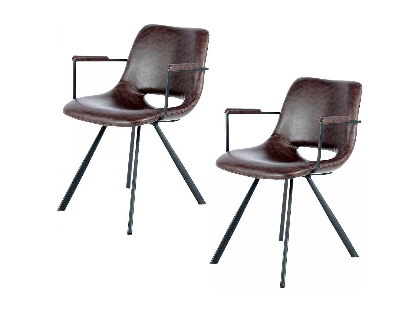 Fauteuil semi artisanal en lin LOT DE 2 ASE 57x57,5x77 marron foncé