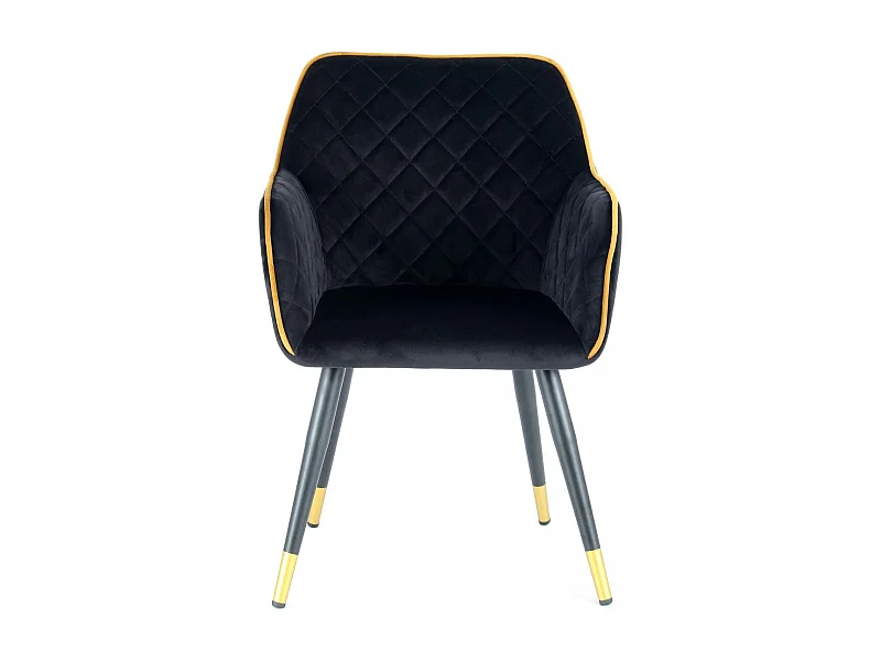 Fauteuil semi artisanal AFA 61x58,8x86 or et noir