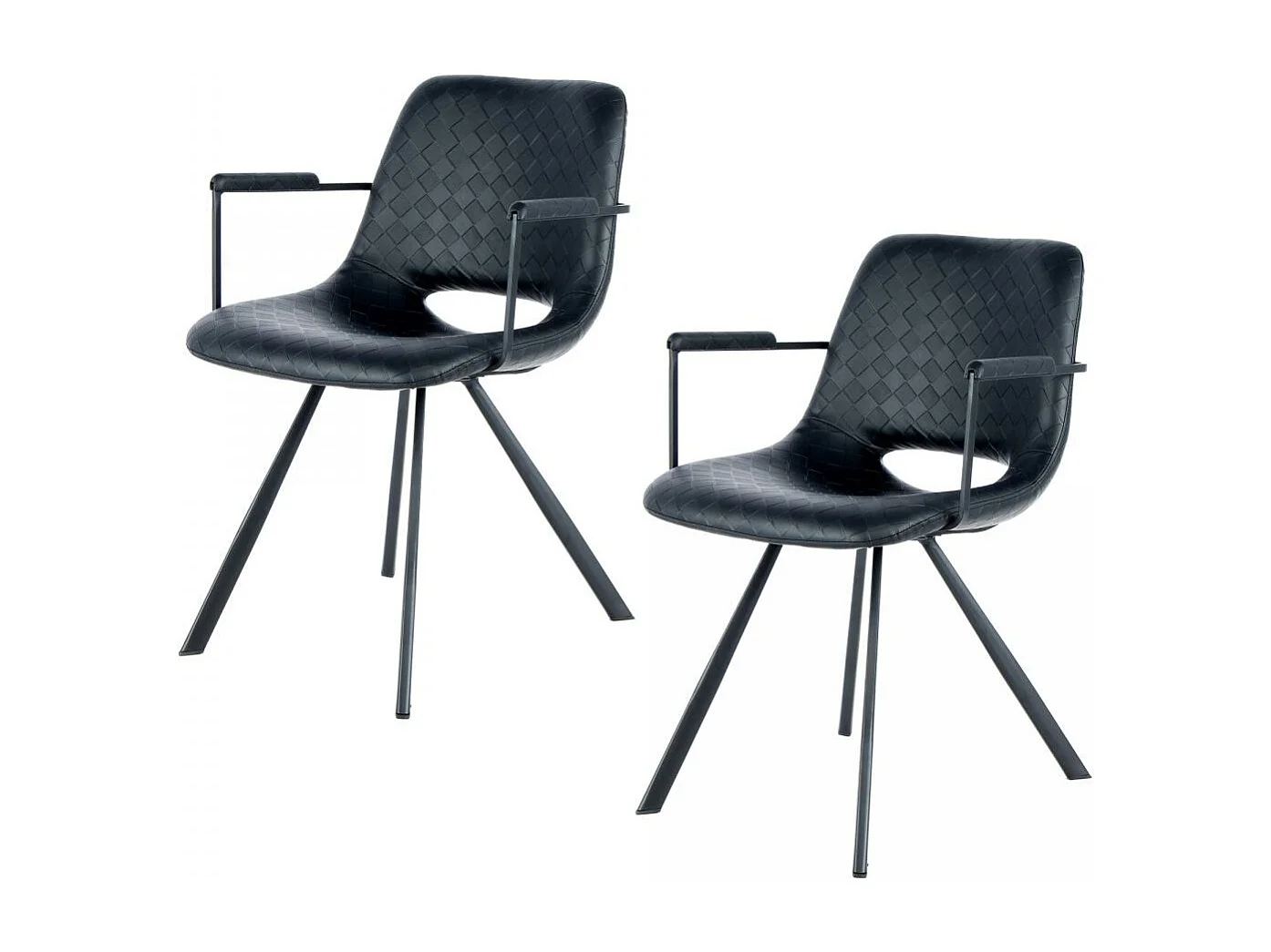 Fauteuil semi artisanal en lin LOT DE 2 ASE 57x57,5x77 noir