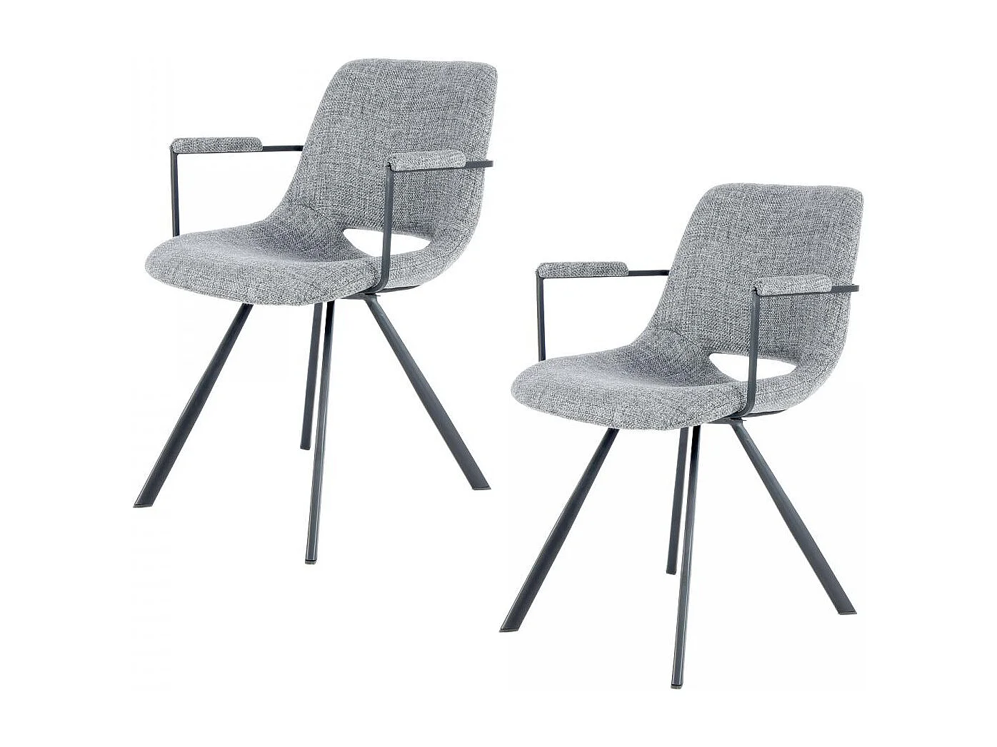 Fauteuil semi artisanal en lin LOT DE 2 ASE 57x57,5x77 gris