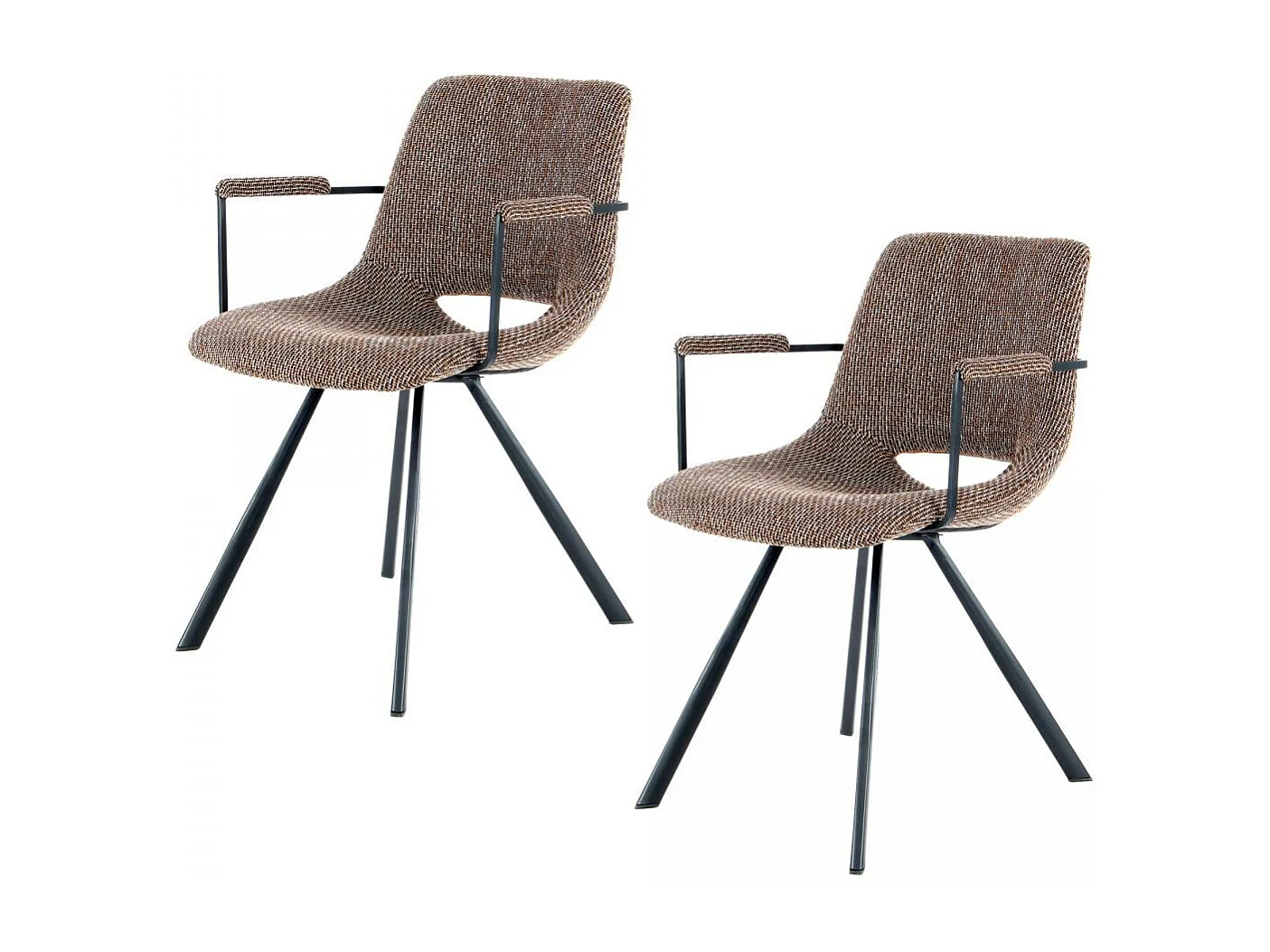 Fauteuil semi artisanal en lin LOT DE 2 ASE 57x57,5x77 brun