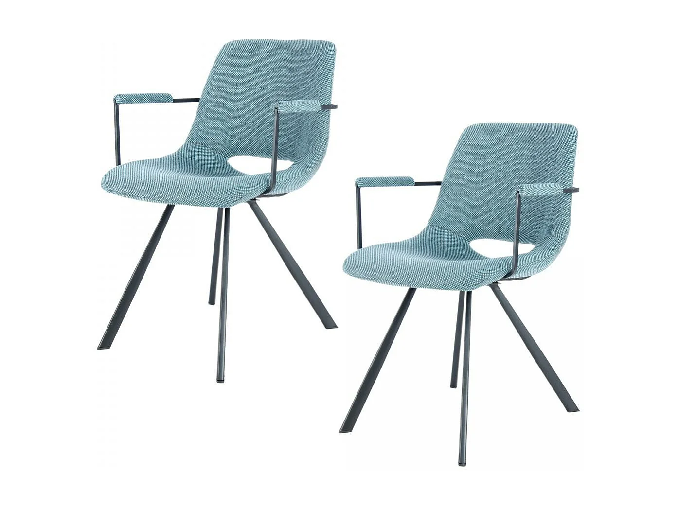 Fauteuil semi artisanal en lin LOT DE 2 ASE 57x57,5x77 bleu