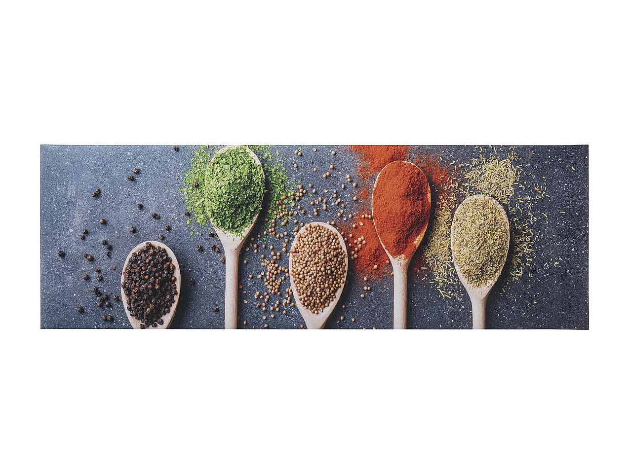 tapis cuisine 50x150 en PVC gris et vert motif fresque KITUI 1