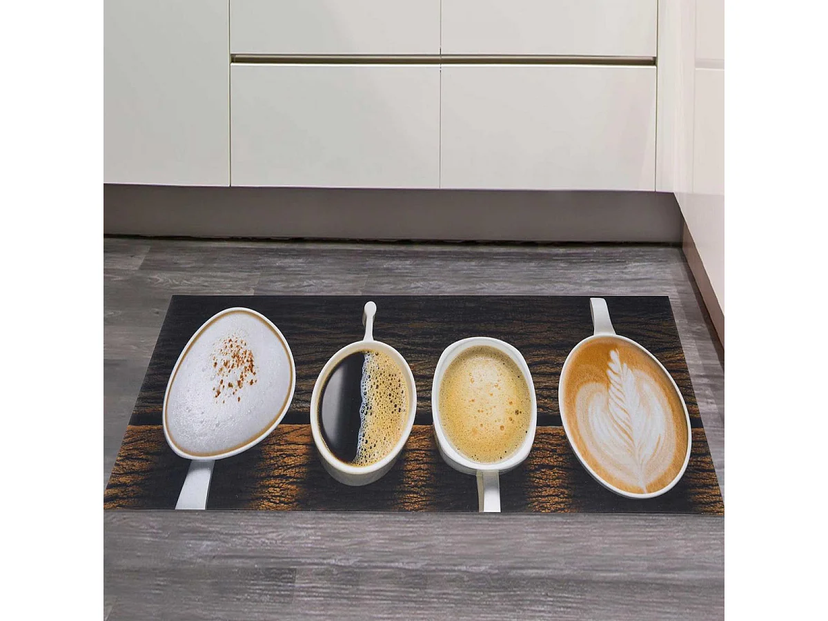Tappeto da cucina 50x150 in PVC marrone e beige motivo affresco KITMILK