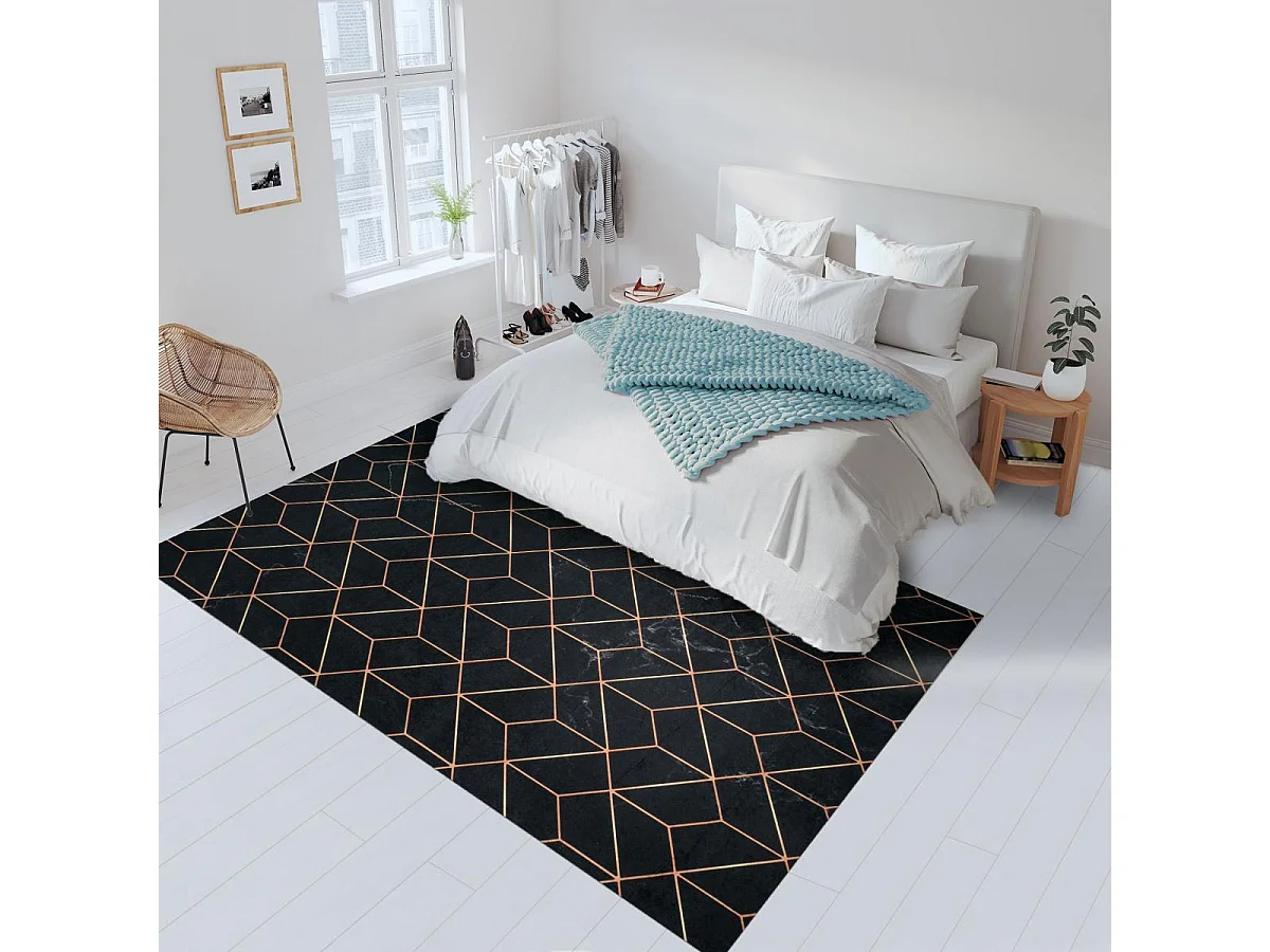 tapis salon Lavable 30° 160x230 noir et or IMPNUM 7