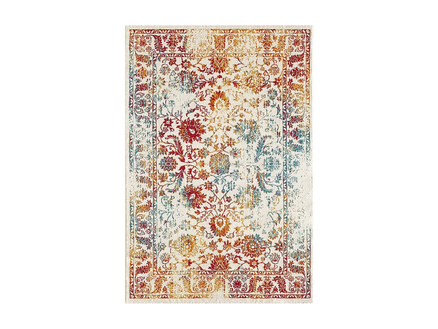 Tapis oriental 60x110 rectangle multicolore tissé motif ancestral DESTRUCT 1