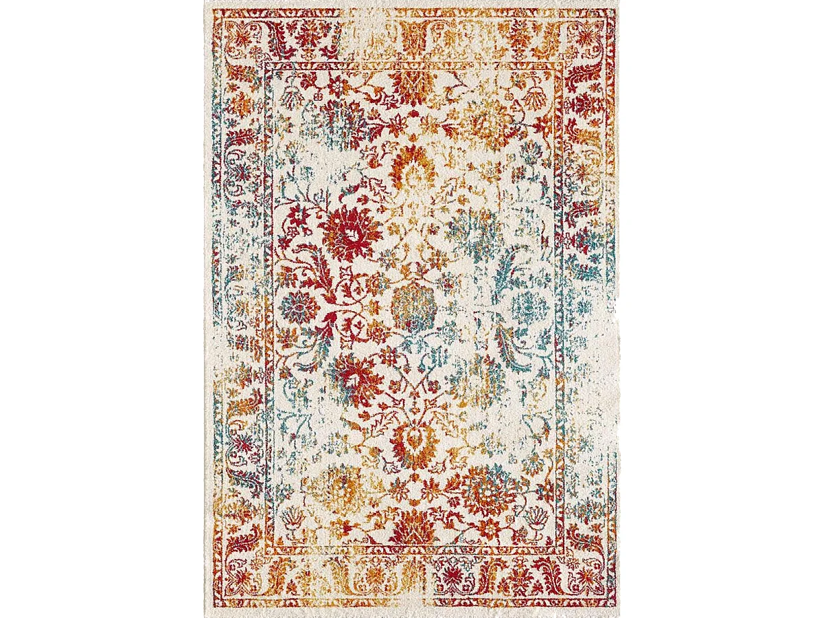 Tapis oriental 60x110 rectangle multicolore tissé motif ancestral DESTRUCT 1