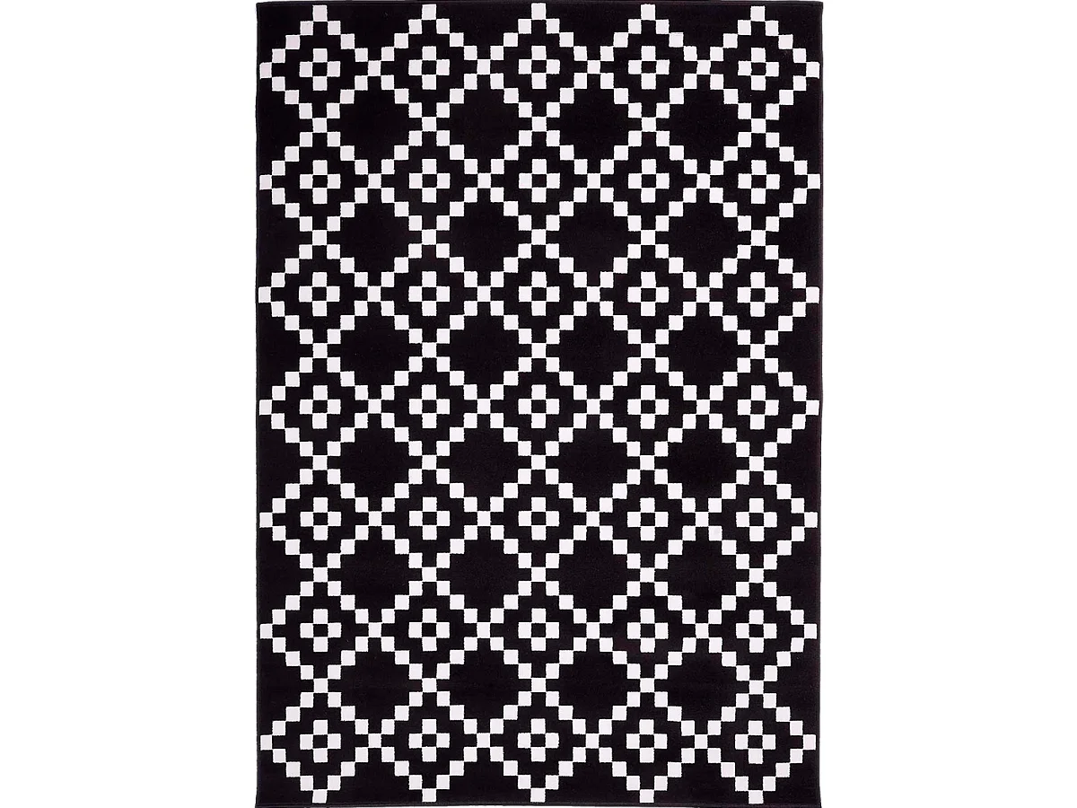 tapis chambre 60x110 tissé noir rectangle motif géométrique LYN1 LERUM