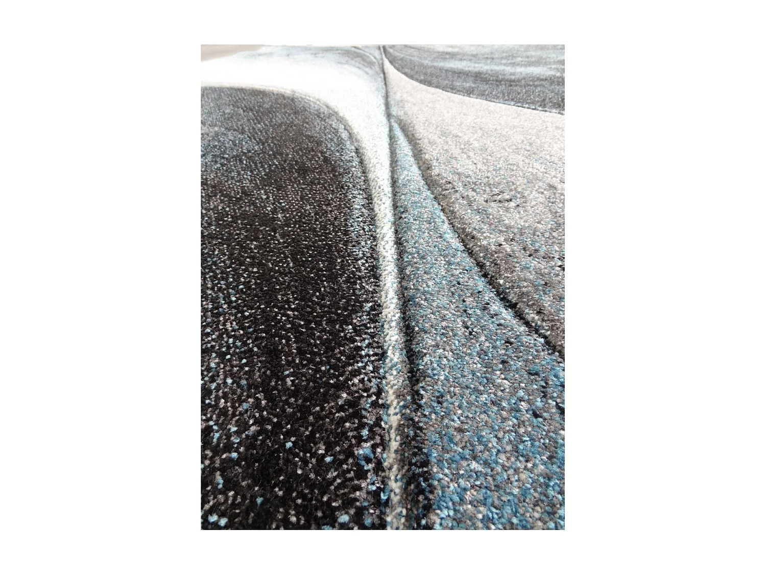 tapis salon 120x170 tissé bleu et gris rectangle Motif rond GARCA