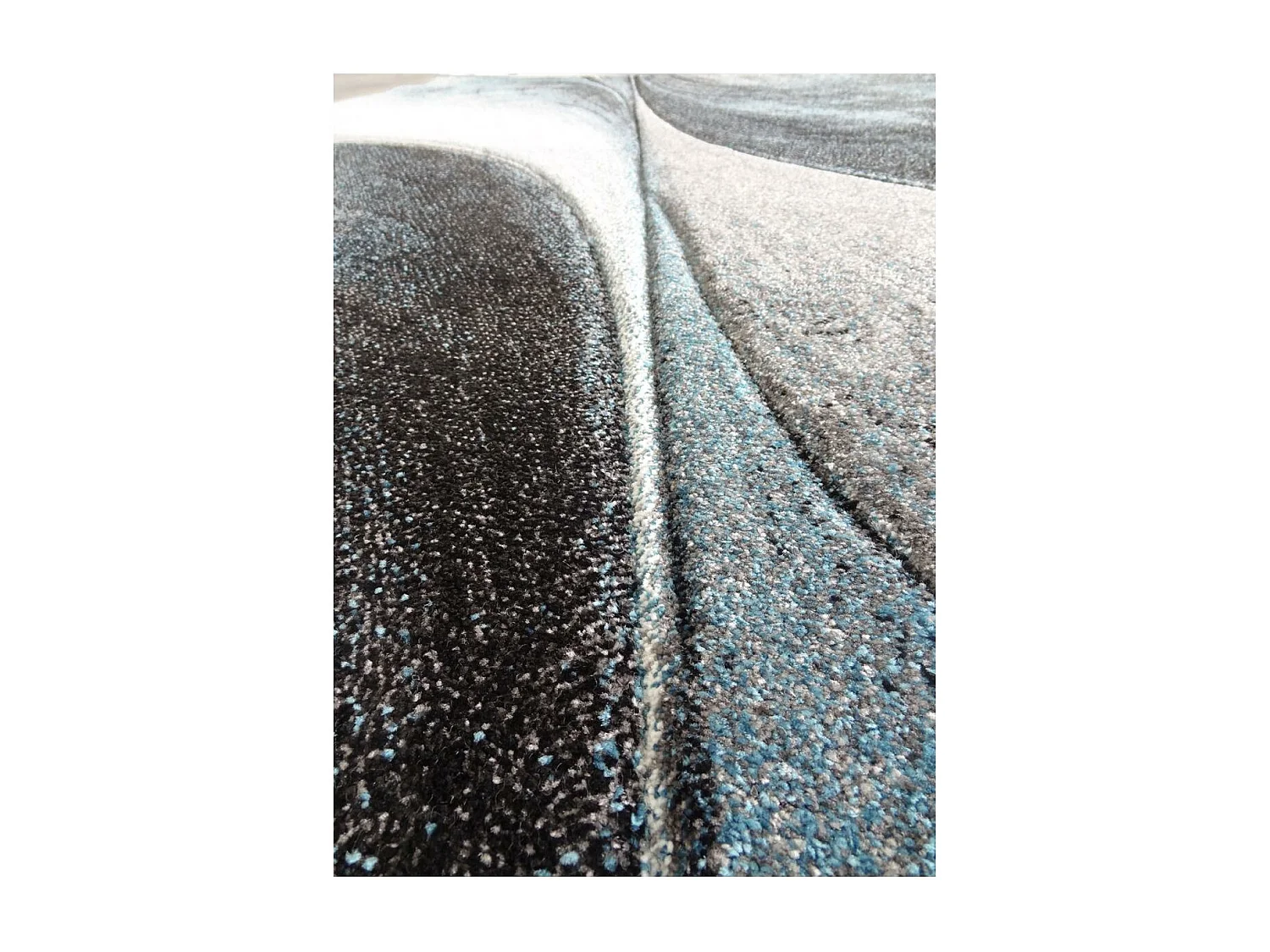 tapis salon 120x170 tissé bleu et gris rectangle Motif rond GARCA