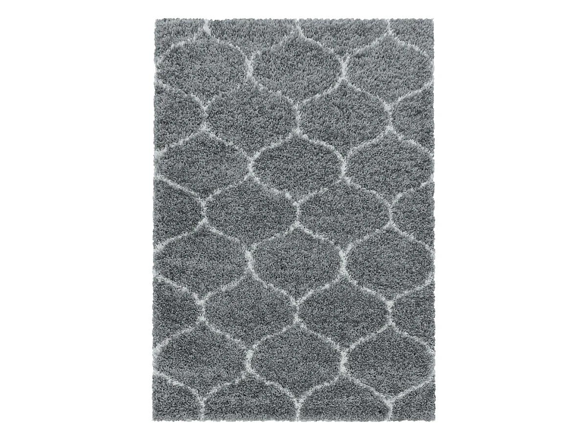 Tapis shaggy 60x110 rectangle tissé gris et crème motif scandinave SCANDINAV A