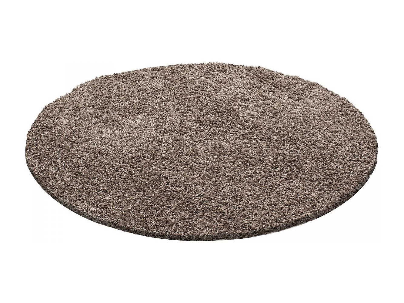 Alfombra Shaggy de pelo largo Ø120cm redonda tejida mocca estampado liso UNI L