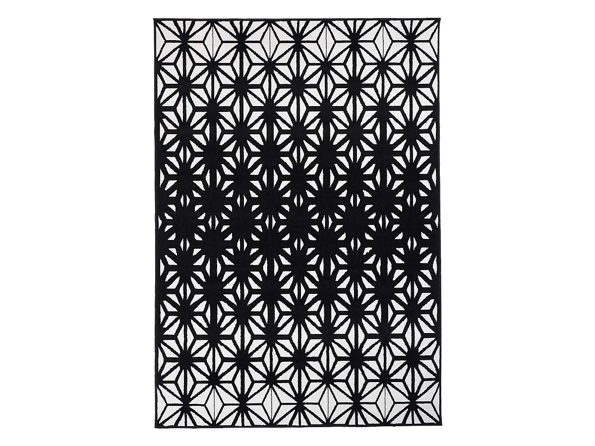tapis chambre 80x150 tissé noir rectangle motif géométrique LYN1 RECTO
