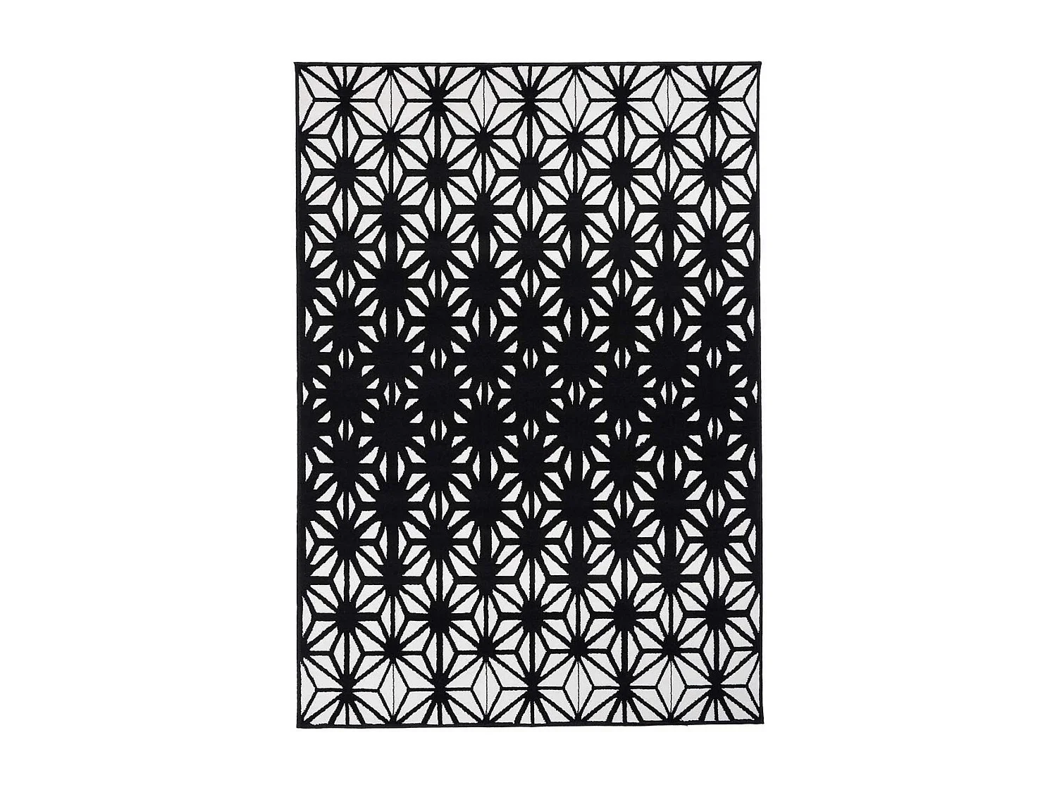 tapis chambre 80x150 tissé noir rectangle motif géométrique LYN1 RECTO